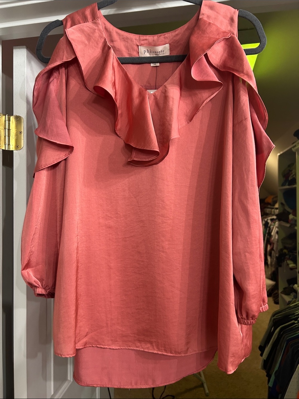 Philosophy Coral Ruffle Cold-Shoulder Top